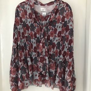 New w/tags Beautiful Wilfred sheer-ish blouse semi-pleated with tie in front
